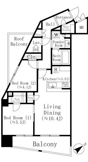堀之内マンション 804 間取り図