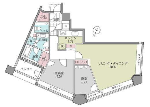 パークコート赤坂ザ・タワー 24階 間取り図