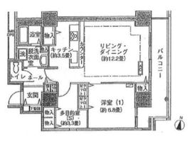 シティコート目黒 2-1106 間取り図