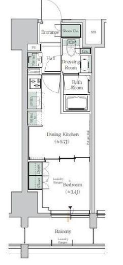ONE ROOF RESIDENCE TAMACHI (ワンルーフレジデンス田町) 610 間取り図