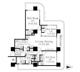 リバーポイントタワー 310 間取り図