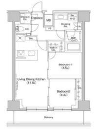 ザ・パークハビオ入谷 1103 間取り図