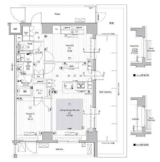 PREMIUM CUBE 武蔵小山 (プレミアムキューブ武蔵小山) 3階 間取り図