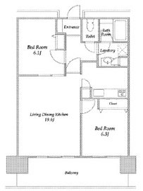 プラザタワー勝どき 2104 間取り図