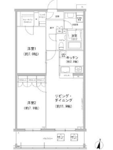 ヒューリックコート雪が谷 413 間取り図