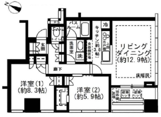 プレミストタワー白金高輪 10階 間取り図