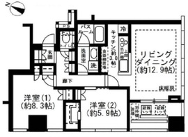 プレミストタワー白金高輪 10階 間取り図