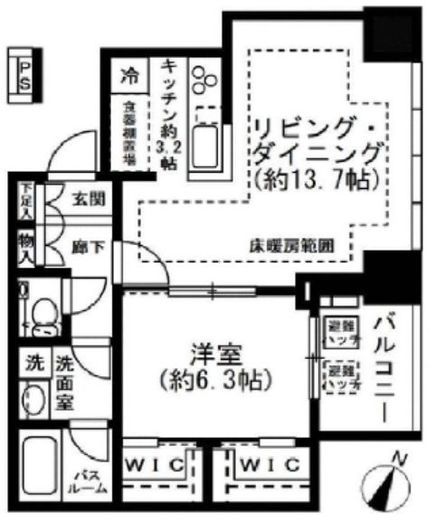 プレミストタワー白金高輪 17階 間取り図