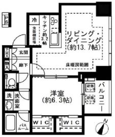 プレミストタワー白金高輪 17階 間取り図