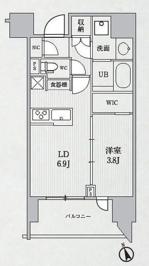 シーズンフラッツ代々木 801 間取り図