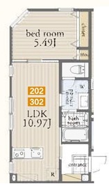 FLUFFY白金高輪 (フラッフィー白金高輪) 302 間取り図