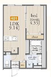 FLUFFY白金高輪 (フラッフィー白金高輪) 401 間取り図