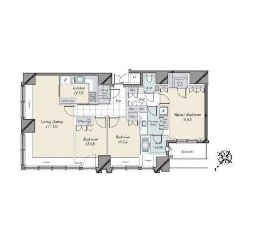 THE ROPPONGI TOKYO CLUB RESIDENCE 34階 間取り図