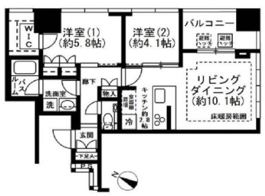 プレミストタワー白金高輪 7階 間取り図