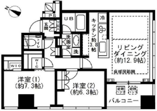 プレミストタワー白金高輪 6階 間取り図