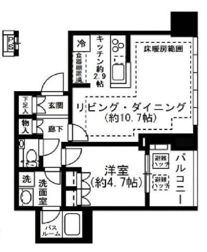 プレミストタワー白金高輪 5階 間取り図