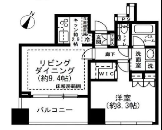 プレミストタワー白金高輪 7階 間取り図