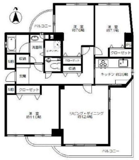 グランドメゾン池尻 6階 間取り図