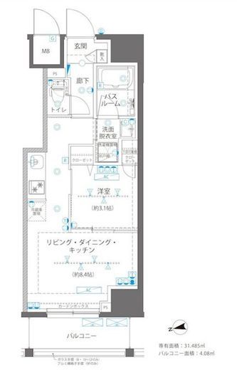 ZOOM浅草WEST 9階 間取り図