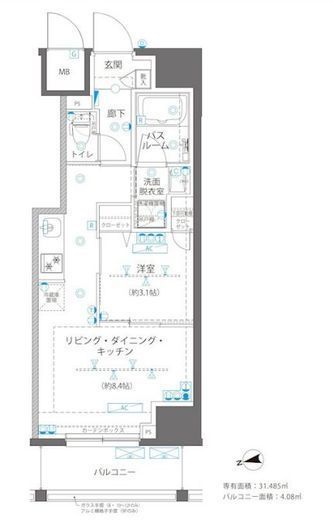 ZOOM浅草WEST 11階 間取り図