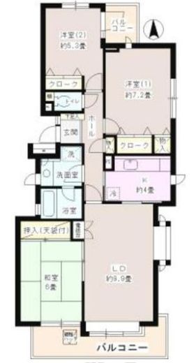 中村北パーク・ホームズ 5階 間取り図