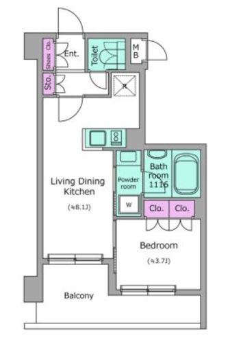 ドゥーエ菊川 603 間取り図
