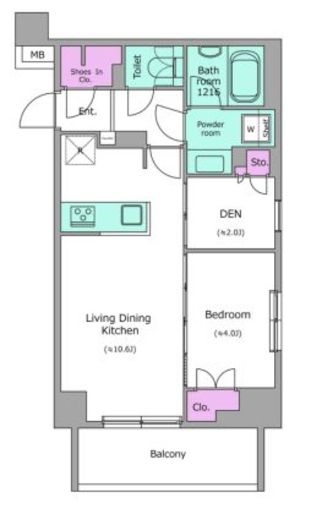 ドゥーエ菊川 206 間取り図