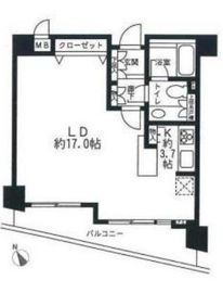 ヒューリック目黒三田 403 間取り図