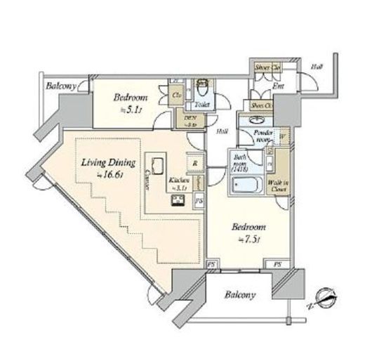 グランドヒルズ恵比寿 4階 間取り図