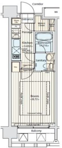 プライマル新宿若松町 805 間取り図