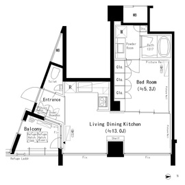 六本木エムケイアートレジデンス 407 間取り図