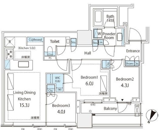 パークコート千代田四番町 11階 間取り図