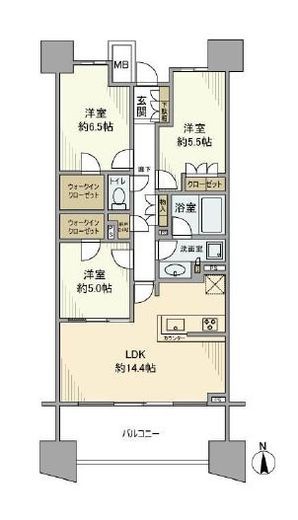 ブランズシティ品川勝島 13階 間取り図