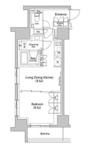 ザ・パークハビオ入谷 1301 間取り図