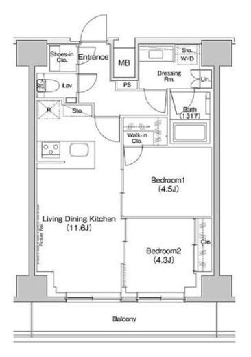 ザ・パークハビオ入谷 1203 間取り図
