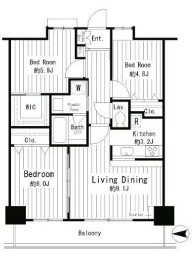 イーストコア曳舟一番館 15階 間取り図
