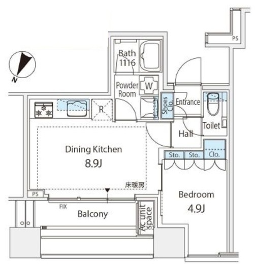 プレミストタワー白金高輪 15階 間取り図