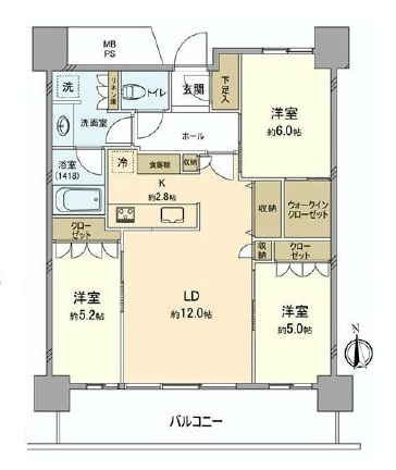 パークタワー東雲 13階 間取り図