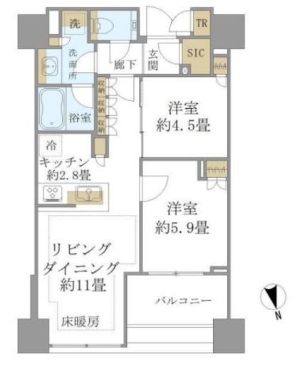 白金ザ・スカイ 19階 間取り図