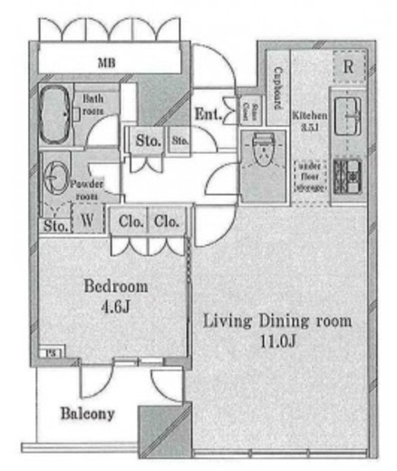 パークタワー目黒 9階 間取り図