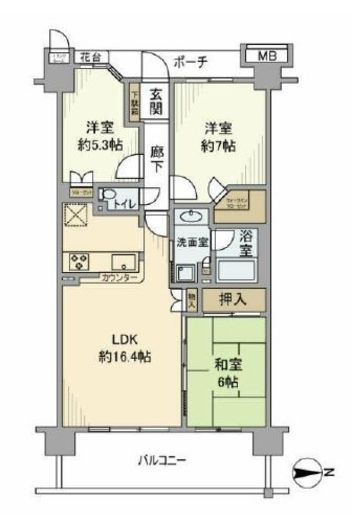 オーベルグランディオ萩中 8階 間取り図