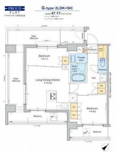 プラウドフラット墨田曳舟 501 間取り図