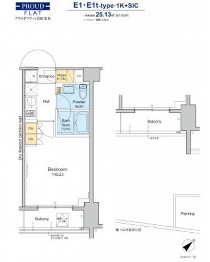 プラウドフラット墨田曳舟 403 間取り図