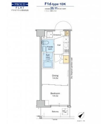 プラウドフラット墨田曳舟 408 間取り図