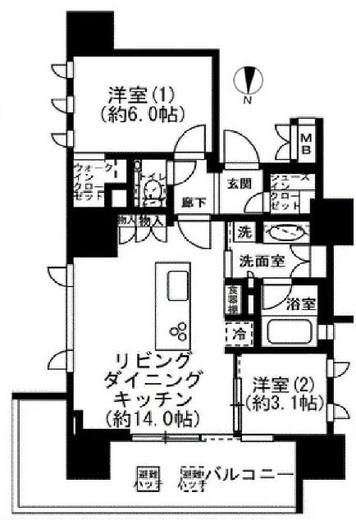 プレミスト新宿山吹 10階 間取り図