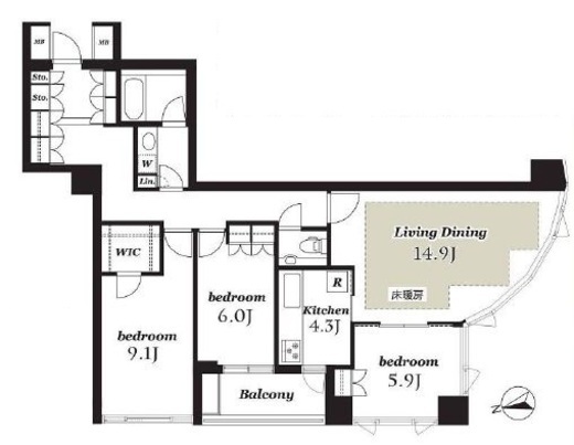 シェルトーレ三番町 12階 間取り図
