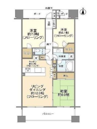 オーベル東陽町サウシア 13階 間取り図