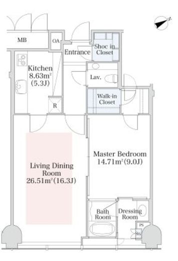 プラティーヌ西新宿 1007 間取り図