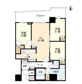 パークタワー晴海 45階 間取り図