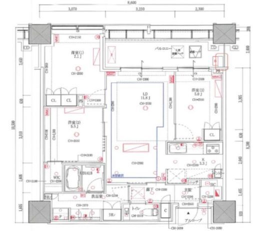 白金ザ・スカイ 12階 間取り図
